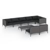 vidaXL 9 pcs conj. lounge jardim c/ almofad&otilde;es vime PE cinzento-escuro