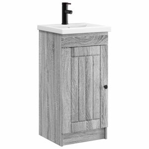 vidaXL Gabinete de banheiro com pia Sonoma cinzento 42 x 40 x 84,5 cm