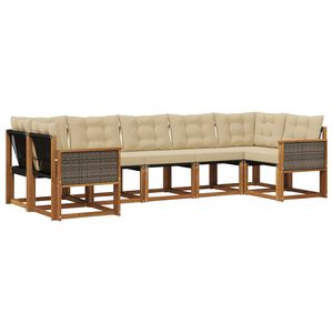 vidaXL Conjunto de Sof&aacute;s para Exterior 7 pcs Natural e Bege