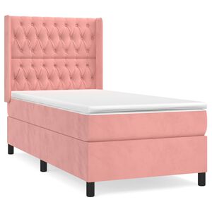 vidaXL Cama com molas/colch&atilde;o 80x200 cm veludo rosa