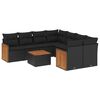 vidaXL 9 pcs conjunto de sof&aacute;s p/ jardim c/ almofad&otilde;es vime PE preto