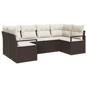 vidaXL Conjunto de Sof&aacute; de Jardim 6 pcs Marrom e Branco vime PE