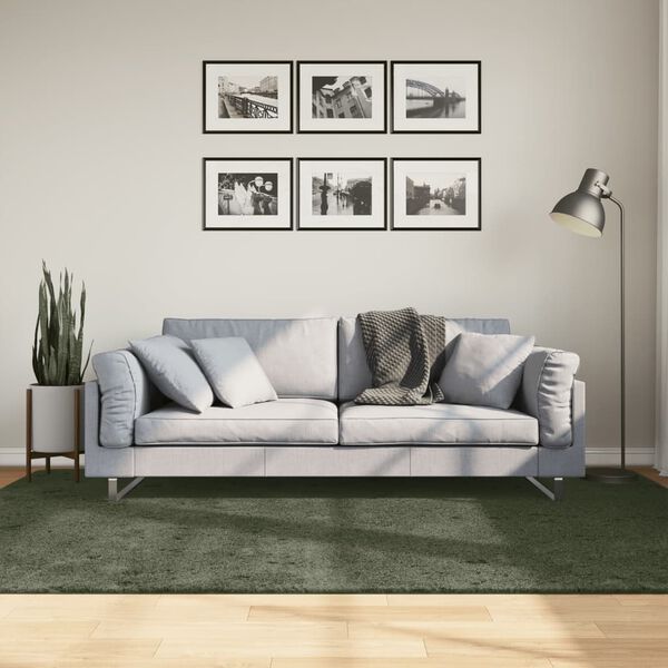 vidaXL Tapete pelo curto macio lav&aacute;vel HUARTE 160x230cm verde-floresta
