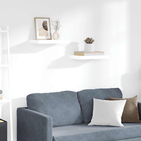 vidaXL Prateleiras de parede suspensas 2 pcs 40x23x3,8cm MDF branco