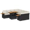 vidaXL 9 pcs conjunto sof&aacute;s p/ jardim almofad&otilde;es vime PE/ac&aacute;cia preto