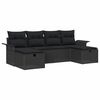 vidaXL Conjunto de Sof&aacute; de Jardim 6 pcs Preto Rattan Sint&eacute;tico