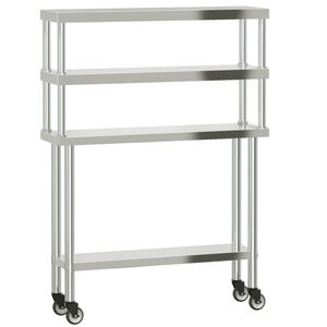 vidaXL Mesa trabalho cozinha c/ prateleira 110x30x150cm a&ccedil;o inoxid&aacute;vel