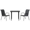 vidaXL 3 pcs conjunto de jantar para jardim a&ccedil;o e textilene preto