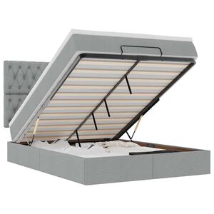 vidaXL Estrutura de cama otomana com colch&atilde;o 140x190 cm cinzento claro