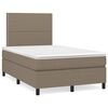 vidaXL Cama box spring colch&atilde;o/LED 120x190cm tecido cinza-acastanhado