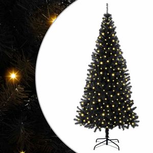 vidaXL &Aacute;rvore de Natal com 300 LEDs com suporte Preto 180 cm PVC