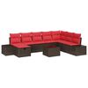 vidaXL Conjunto de Sof&aacute; de Jardim 9 unid. Castanho vime PE
