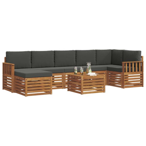 vidaXL Conjuntos de sof&aacute;s com almofada 8 pcs Natural e Antracite