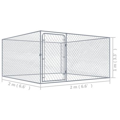 vidaXL Canil de exterior em aço galvanizado 2x2x1 m