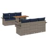 vidaXL Conjunto de Sof&aacute; de Jardim 7 unid. Cinza e Azul Marinho vime PE