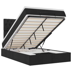 vidaXL Estrutura de cama otomana com colch&atilde;o preto 120x190 cm tecido