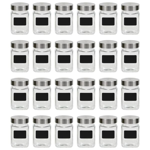 vidaXL Frascos de vidro com autocolante 24 pcs 300 ml