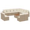 vidaXL 13 pcs conjunto de sof&aacute;s p/ jardim com almofad&otilde;es vime PE bege