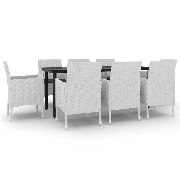 vidaXL 9 pcs conjunto jantar jardim c/ almofad&otilde;es vime PE e vidro