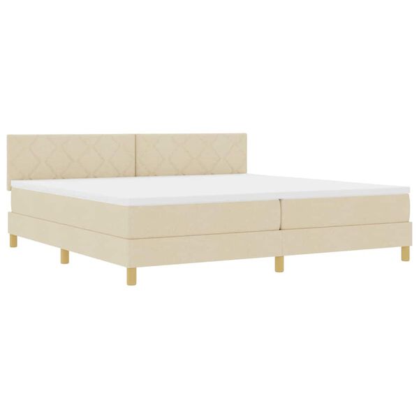 vidaXL Cama Box com colch&atilde;o com cabeceira Creme 200 x 200 cm tecido