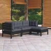 vidaXL 4 pcs conjunto lounge de jardim c/ almofad&otilde;es pinho preto