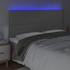 vidaXL Cabeceira cama c/ LED 200x5x118/88cm couro artificial cinzento