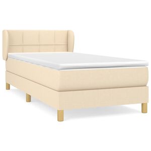 vidaXL Cama com molas/colch&atilde;o 80x200 cm tecido cor cr&egrave;me