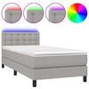 vidaXL Cama box spring c/ colch&atilde;o e LED 80x200 cm tecido cinza-claro