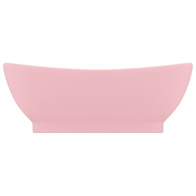 vidaXL Lavatório luxuoso oval 58,5x39 cm cerâmica rosa mate
