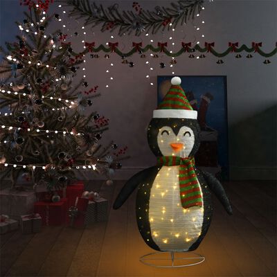 vidaXL Pinguim de Natal decorativo com luzes LED tecido de luxo 120 cm