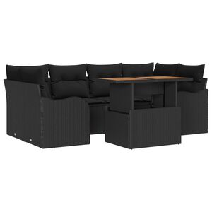 vidaXL Conjunto de Sof&aacute; de Jardim 7 pcs Preto Rattan Sint&eacute;tico