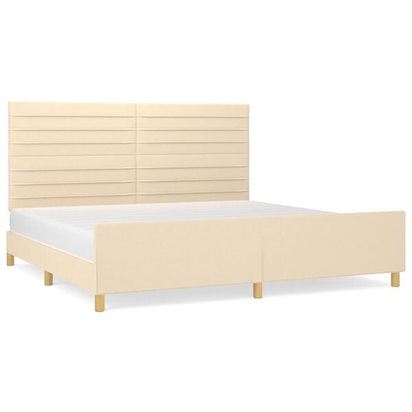 vidaXL Estrutura de cama sem colch&atilde;o 200x200 cm tecido cor creme