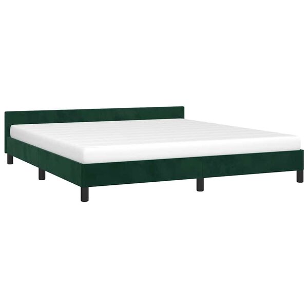 vidaXL Estrutura de cama sem colch&atilde;o 180x200 cm veludo verde-escuro