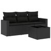 vidaXL 4 pcs conjunto de sof&aacute;s para jardim c/ almofad&otilde;es vime PE preto