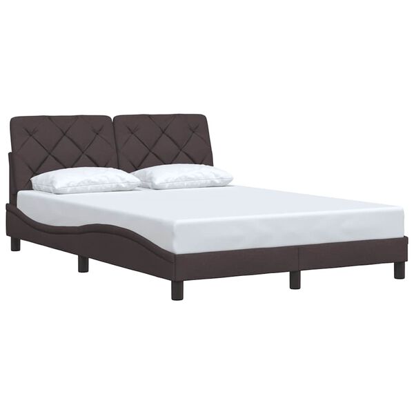 vidaXL Estrutura de cama sem colch&atilde;o 140x200 cm tecido castanho-escuro