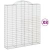 vidaXL Cestos gabi&atilde;o arqueados 8pcs 200x50x220/240cm ferro galvanizado