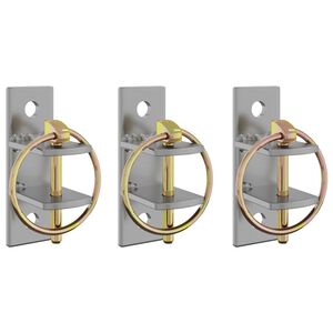 vidaXL Ganchos de parede para baldes 3 pcs a&ccedil;o prateado e castanho