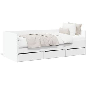 vidaXL Sof&aacute;-cama com gavetas sem colch&atilde;o 90x190 cm branco