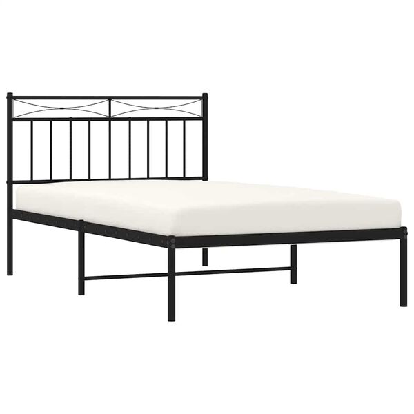 vidaXL Estrutura de cama com cabeceira 100x200 cm metal preto