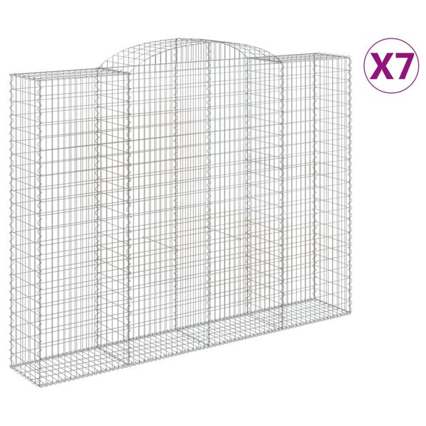 vidaXL Cestos gabi&atilde;o arqueados 7pcs 300x50x220/240cm ferro galvanizado