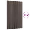 vidaXL Pain&eacute;is de telhado 12 pcs 60x36 cm a&ccedil;o galvanizado castanho