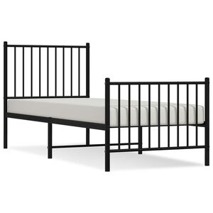 vidaXL Estrutura de cama com cabeceira e p&eacute;s 75x190 cm metal preto