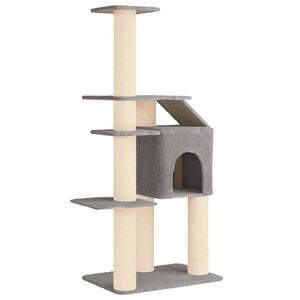 vidaXL &Aacute;rvore para gatos com postes de sisal Cinzento-claro 183 cm