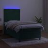 vidaXL Cama box spring c/ colch&atilde;o/LED 80x200 cm veludo verde-escuro