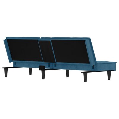 vidaXL Sofá-cama com suporte para copos veludo azul
