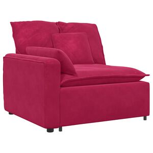 vidaXL M&oacute;dulo de extremidade de apoio de bra&ccedil;o para sof&aacute; modular com almofadas, vermelho vinho, 100 cm