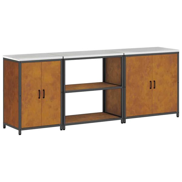 vidaXL Conjunto de Armazenamento de Cozinha 3 pcs Ferro Enferrujado