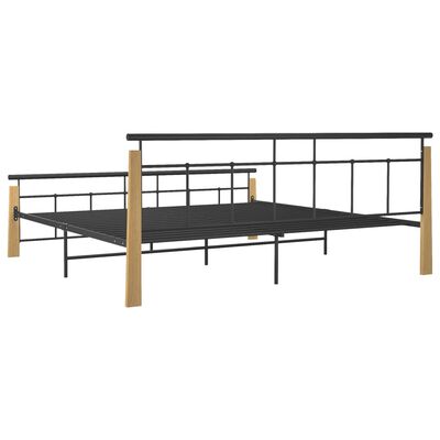 vidaXL Estrutura de cama 200x200 cm metal/madeira de carvalho maciça