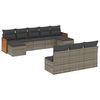 vidaXL 10 pcs conjunto sof&aacute;s de jardim c/ almofad&otilde;es vime PE cinzento