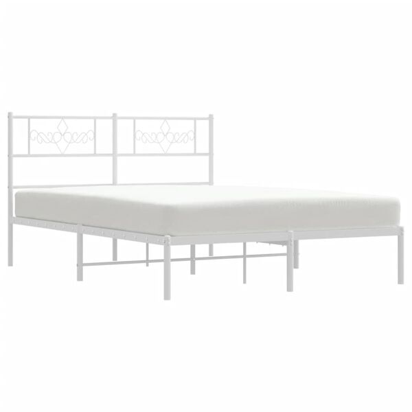 vidaXL Estrutura de cama com cabeceira 120x190 cm metal branco